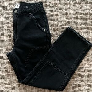 AGOLDE Rami Straight Leg Utility Carpenter Jeans in Black Organic Cotton Size 27